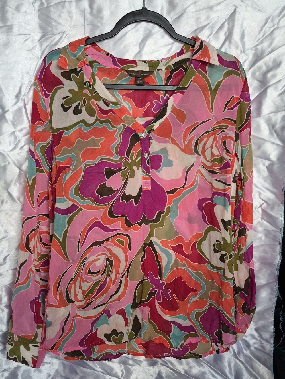 Tommy Bahama Pink Multi Floral Long-Sleeve Blouse